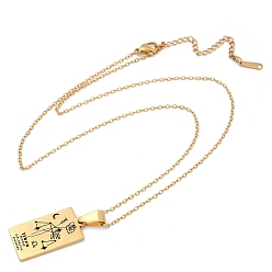 Весы 12 Созвездие из нержавеющей стали с гравировкой карт Таро подвеска кабель цепочка ожерелье, золотые, Весы, 17.72 дюйм (45 см)