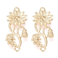 Золотой 304 соединительные звенья нержавеющие, подсолнечник, золотые, 39x15x1.5 мм, отверстие : 2 мм