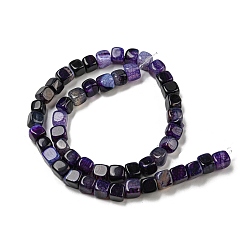 Blue Violet Natural Agate Beads Strands, Dyed & Heated, Cube, Blue Violet, 5~8x4~8x4~6mm, Hole: 1.2mm, about 50pcs/strand, 14.76 inch(37.5cm)
