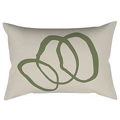 Oval Fundas de almohada de poliéster abstractas de geometría de estilo nórdico serie verde, fundas de colchón, para sofá cama, Rectángulo, oval, 300x500 mm