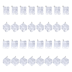 Прозрачный 32 шт 2 стиль прозрачные акриловые подвески, имитация кубиков льда, прозрачные, 23~26.5x20~22x16~16.5 мм, отверстие : 2 мм, 16 шт / стиль