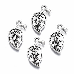 Античное Серебро Подвеска из сплава в тибетском стиле для эмали, без кадмия и без свинца, лист, античное серебро, 20x10x2 мм, отверстие : 1.5 мм, Около 900 шт / 1000 г