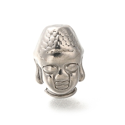 Нержавеющая Сталь Цвет Антикоррозийные 304 шарики из нержавеющей стали, голова Будды, цвет нержавеющей стали, 14x10x10 мм, отверстие : 2.2 мм
