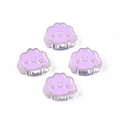 Фиолетовый Прозрачные акриловые бусины, с эмалью, облако, фиолетовые, 15x20x8 мм, отверстие : 3 мм