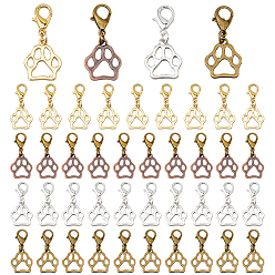 (52) Непрозрачная лаванда 40 шт. 4 цвета подвески из сплава украшения, с цинковым сплавом застежками омаров коготь, без кадмия и без свинца, печать медвежьей лапы, разноцветные, 36 мм, 10 шт / цвет