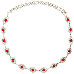 Красный 1Цепные ремни из сплава поликарбоната с имитацией смолы бирюзового цвета с овальными звеньями, западный пояс кончо, поясной ремень для украшения платья-рубашки, платина, красные, 611 мм