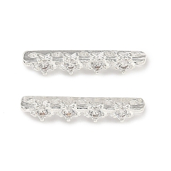 Звезда Латунные микропаве прозрачные кубические циркониевые распорки, реальный 18 k позолоченный, серебряный цвет гальваническим, звезда, 19.5x4.5x3.5 мм, отверстие : 1.4 мм