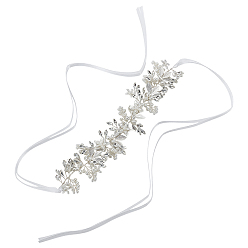 Серебро Свадебный пояс из полиэстера и латунных страз для украшения банкетного платья, серебряные, 1280 мм