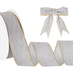 Темно-Серый 9м односторонняя бархатная лента с золотой каймой, для изготовления бантов, украшение подарка, темно-серый, 1-1/2 дюйм (38 мм), около 9.84 ярдов (9 м) / рулон