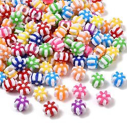(52) Непрозрачная лаванда Непрозрачный акрил европейского бисера, бусины с большим отверстием, цветок, разноцветные, 14x14x11.5 мм, отверстие : 4.5 мм, Около 531 шт / 500 г