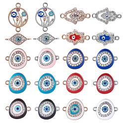 Платиновый & Золотой 20 шт. разъем для подвески с эмалью для глаз, плоский круглый шарм от сглаза, разъем от сглаза в ассортименте для ювелирных изделий, ожерелья, браслета, серьги, ремесел, платиной и золотом, 20~24x9~14 мм