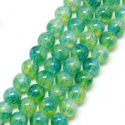 Бирюза Выпечки нарисованных стеклянных бусин прядей, имитация Opalite, круглые, бирюзовые, 8 мм, отверстие : 1.3~1.6 мм, около 100 шт / нитка, 31.4 дюйм