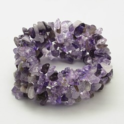 Purple Chip Amethyst Beads Stretch Bracelets, Purple, 50mm(2 inch)