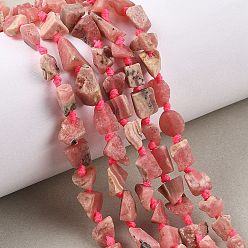 Родонит Нити бусин из необработанного натурального родонита, самородки, 5~15x7~10x4~12 мм, отверстие : 1.1 мм, около 44~45 шт / нитка, 17.13'' (43.5 см)