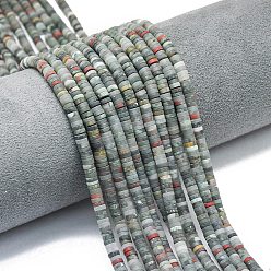 Гелиотроп Природные африканские гелиотроп бисер пряди, матовые, дисковые бусы, Heishi бусы, 4x1.5 мм, отверстие : 0.8 мм, около 239~241 шт / нитка, 15.35 дюйм (39 см)