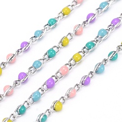 Нержавеющая Сталь Цвет 304 цепи из эмалированной нержавеющей стали, с катушкой, пайки, цвет нержавеющей стали, ссылка: 5x2x2.5 mm, около 32.8 футов (10 м) / рулон