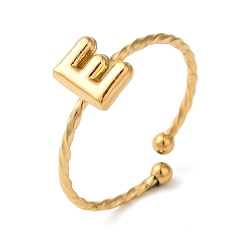 Letter E 304 открытые манжеты из нержавеющей стали, украшения для женщин, реальный 18 k позолоченный, Письмо E, внутренний диаметр: 19 мм, Письмо: 8x6 мм