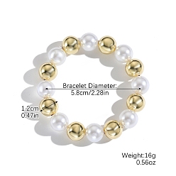 Белый Ccb пластиковые браслеты из бисера для женщин, белые, внутренний диаметр: 2-1/4 дюйм (5.8 см)