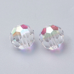 Crystal AB Glass Rhinestone Beads, Faceted, Round, Crystal AB, 8.5x8mm, Hole: 1.6mm