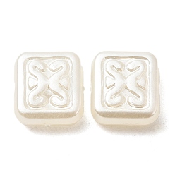 Blanco Cuentas de perlas de imitación de plástico abs, plaza, blanco, 11x12x5 mm, agujero: 1.6 mm, Sobre 961 unidades / 500 g