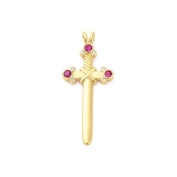 Настоящее золото 16K Латунные микро проложить кубического циркония подвески, без кадмия и без свинца, крест прелести, реальный 16 k позолоченный, 33.5x14.5x3 мм, отверстие : 3 мм