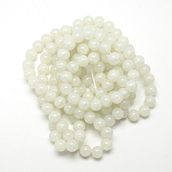 Creamy White Baking Painted Crackle Glass Bead Strands, Round, Creamy White, 8mm, Hole: 1.3~1.6mm, about 100pcs/strand, 31.4 inch