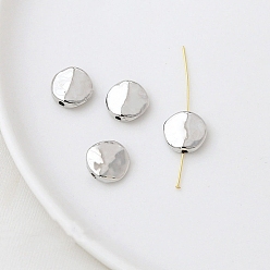 Плоский Круглый Spacer бисер латунные, платина, плоско-круглые, 11x11 мм, отверстие : 2 мм