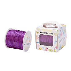 Dark Violet Nylon Thread, Rattail Satin Cord, Dark Violet, 1.0mm, about 76.55 yards(70m)/roll