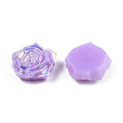 Medium Purple Opaque ABS Plastic Cabochons, AB Color Plated, Rose, Medium Purple, 18x17x6.5mm