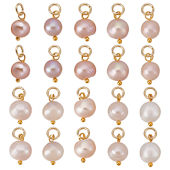(52) Непрозрачная лаванда 20шт. натуральный культивированный пресноводный жемчуг, двухсторонние полированные подвески, с выводами из латуни и 304 перемычками из нержавеющей стали., золотые, разноцветные, 13 мм