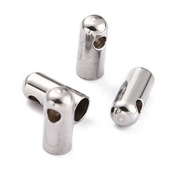 Нержавеющая Сталь Цвет Устойчивы к потускнению 304 наконечники шнура из нержавеющей стали, Торцевые крышки, цвет нержавеющей стали, 8x3.5 мм, отверстие : 1.6 мм, внутренний диаметр: 2.8 мм