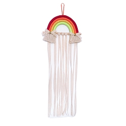 Зелено-Желтый Хлопковые радужные подвесные держатели для волос, витрины для хранения аксессуаров для волос, зеленый желтый, 75x28 см