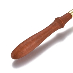 Golden Brass Wax Sticks Melting Spoon, with Wood Handle, Golden, 111x30x15.3mm