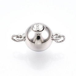 Платина 925 застежка из стерлингового серебра, круглый с s925 штампом, с целью перехода в кольце, платина, 15~16x10.2x10 мм, отверстие : 2 мм, прыжковое кольцо: 4x0.7, 2.5 мм внутренним диаметром