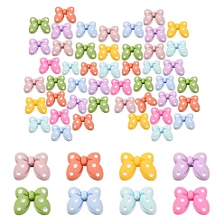 Gemischte Farbe Undurchsichtigen Cabochons, Polka Dot bowknot, Gemischte Farbe, 16x21x9 mm