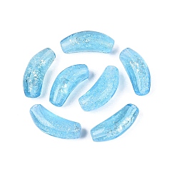 Deep Sky Blue Handmade Lampwork Beads Strands, Curved Tube, with Silver Powder, Deep Sky Blue, 26~29x9~11mm, Hole: 1.4~3.5mm, about 20pcs/strand, 20.08~21.26 inch(51~54cm)