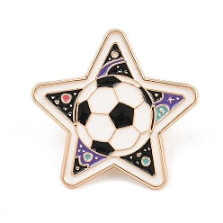 Football Эмалевые булавки, булавки для лацканов из сплава для одежды рюкзака, золотой свет, футбол, 27.5x28.5 мм