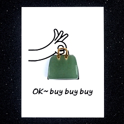 Зеленый Авантюрин Украшения для сумок из натурального зеленого авантюрина, с бумажными карточками и золотой сумкой, фигурка для украшения дома, энергетический камень рейки для исцеления, 28x25 мм