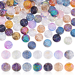(52) Непрозрачная лаванда 112 шт. 14 стили гальванизированные стеклянные бусины, вихревые, разноцветные, 12x5.5~6 мм, отверстие : 1 мм, 8 шт / стиль