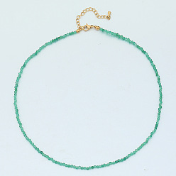 Зеленый Авантюрин Ожерелья из круглых бусин натурального зеленого авантюрина, украшения из нержавеющей стали для женщин, золотые, 15.35 дюйм (39 см)