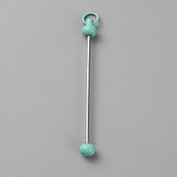 Аквамарин Железный стержень из бисера, брелок для изготовления ювелирных изделий своими руками, платина, аквамарин, 7.8 см