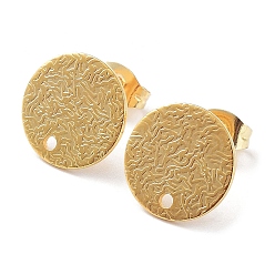 Золотой 201 плоские круглые серьги-гвоздики из нержавеющей стали, с 304 штифтов из нержавеющей стали, золотые, 12x0.8 мм, отверстие : 1.4 мм, штифты : 0.7 мм