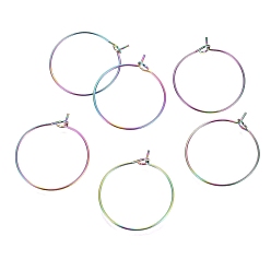 Rainbow Color Ионное покрытие (ip) 316 l выводы обручей из хирургической нержавеющей стали, Винные стекла, Радуга цветов, 21x0.7 мм, 21 датчик