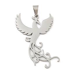 Нержавеющая Сталь Цвет Не тускнеющие 304 подвески из нержавеющей стали, лазерная резка, очарование феникса, цвет нержавеющей стали, 32x23x1.3 мм, отверстие : 6x3 мм