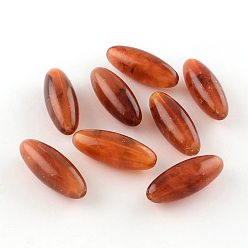 Шоколадный Овальной имитация драгоценных камней акриловые бусины, цвет шоколада, 31x12 мм, Отверстие : 3 мм , около 170 шт / 500 г