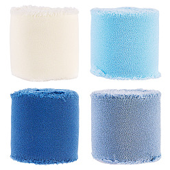 (52) Непрозрачная лаванда 4 рулоны 4 цветная полиэстеровая лента с потертостями, необработанный край проволочная лента, аксессуары для одежды, для упаковки подарков, разноцветные, 1-1/2 дюйм (38 мм), около 7.00 ярдов (6.4 м) / рулон, 1 рулон / цвет