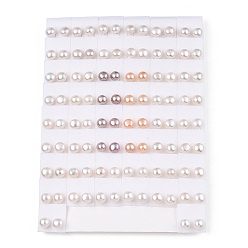 (52) Непрозрачная лаванда Натуральный жемчуг серьги, круглые серьги-гвоздики с 925 булавками из стерлингового серебра для женщин, разноцветные, 8.5~10 мм, штифты : 0.7 мм