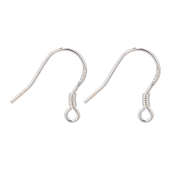 Серебро 925 стерлингового серебра серьги крюков, серебряные, 14 мм, отверстие : 2 мм, 22 калибр (0.6 мм)