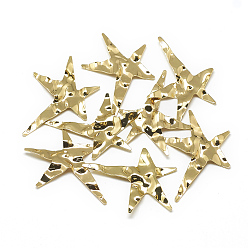 Real 18K Gold Plated Brass Pendants, Star, Real 18K Gold Plated, 42x34x1mm, Hole: 1mm