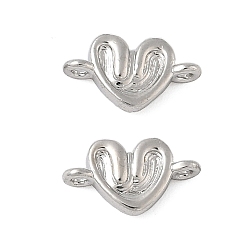 Платина Подвески из латуни, сердечные ссылки, долговечный, без свинца и без кадмия, стойки покрытие, платина, 6x11x2.5 мм, отверстие : 1 мм